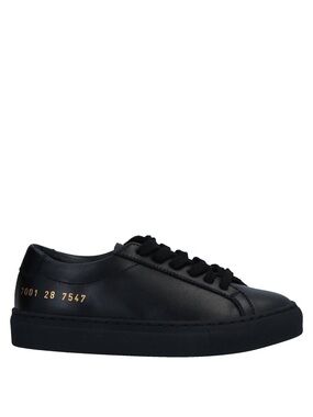 Common Projects Kids Black Leather Low-Top Sneakers with Gold Serial Detail